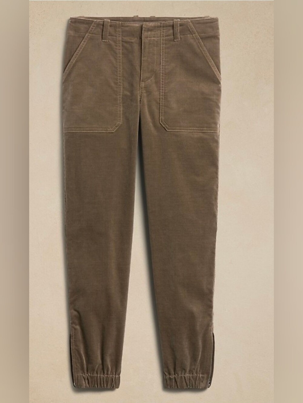 Banana Republic Khaki Green Corduroy Utility Jogger Pants Elastic Hem VG 12P - Picture 8 of 9